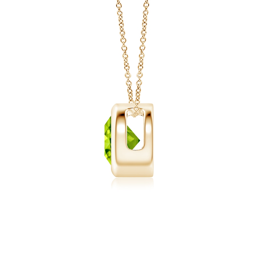 5mm AAA Bezel-Set Round Peridot Solitaire Pendant in Yellow Gold side 199