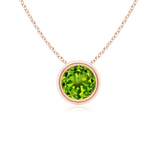 5mm AAAA Bezel-Set Round Peridot Solitaire Pendant in 18K Rose Gold