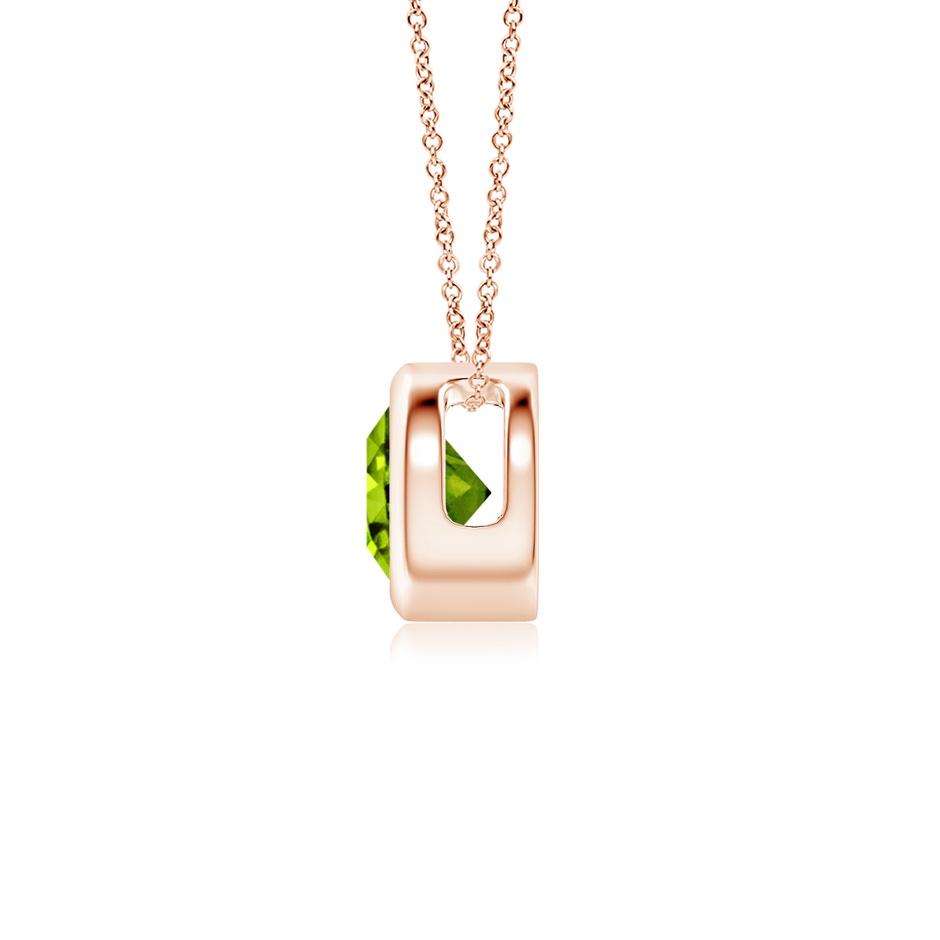 5mm AAAA Bezel-Set Round Peridot Solitaire Pendant in Rose Gold side 199