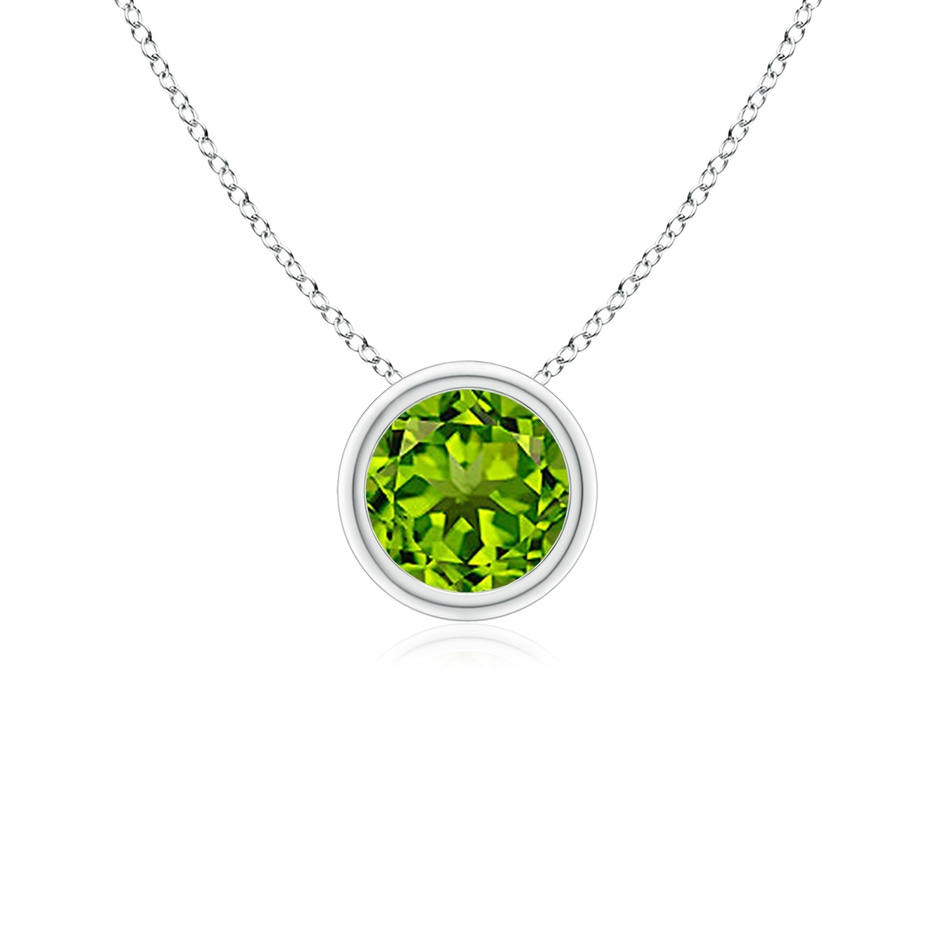 5mm AAAA Bezel-Set Round Peridot Solitaire Pendant in S999 Silver 
