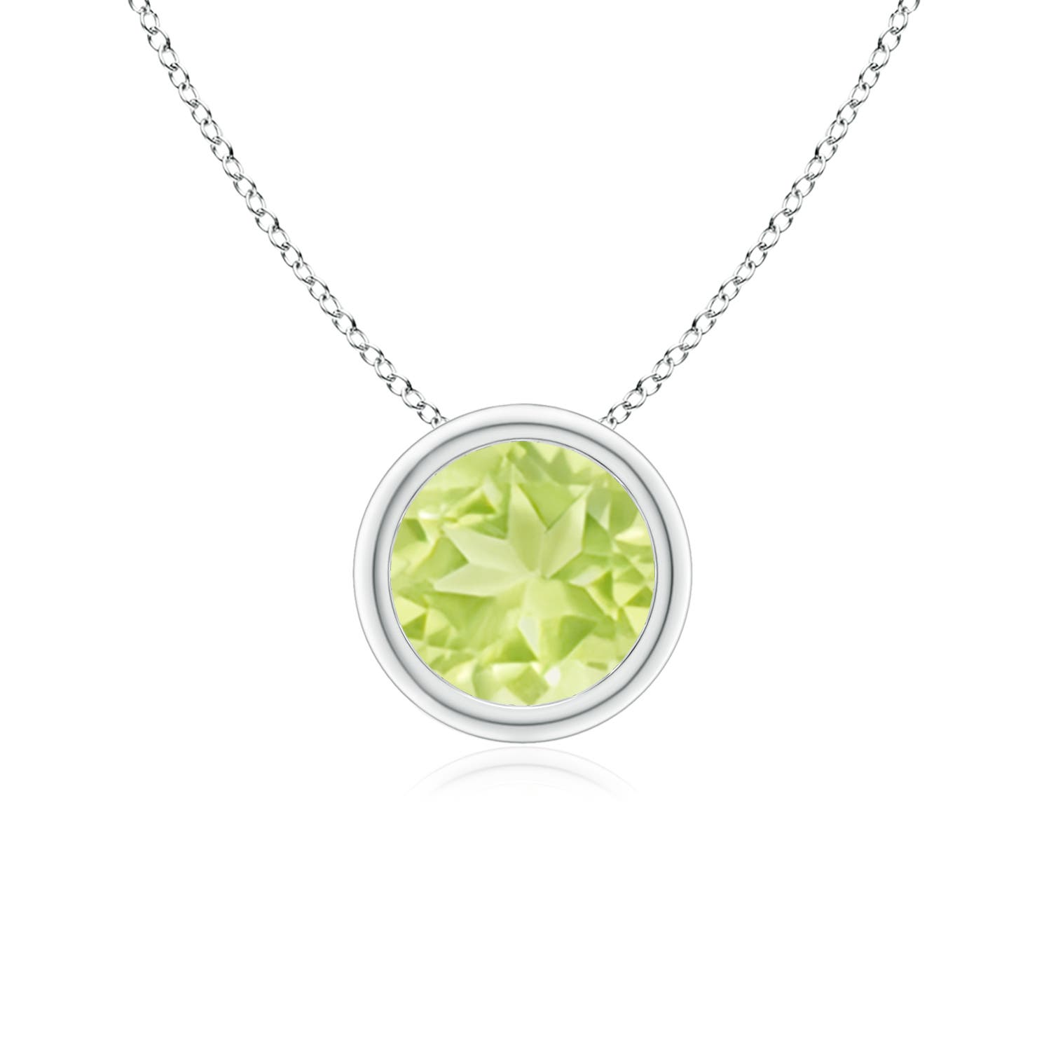 ANGARA 0.95 Ct Natural Peridot Round Shape Pendant Necklace in Sterling Silver
