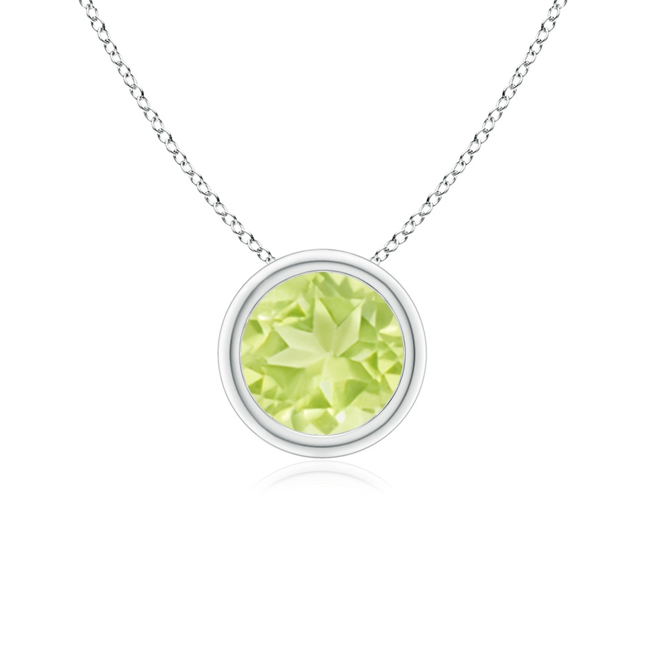 6mm A Bezel-Set Round Peridot Solitaire Pendant in S999 Silver 
