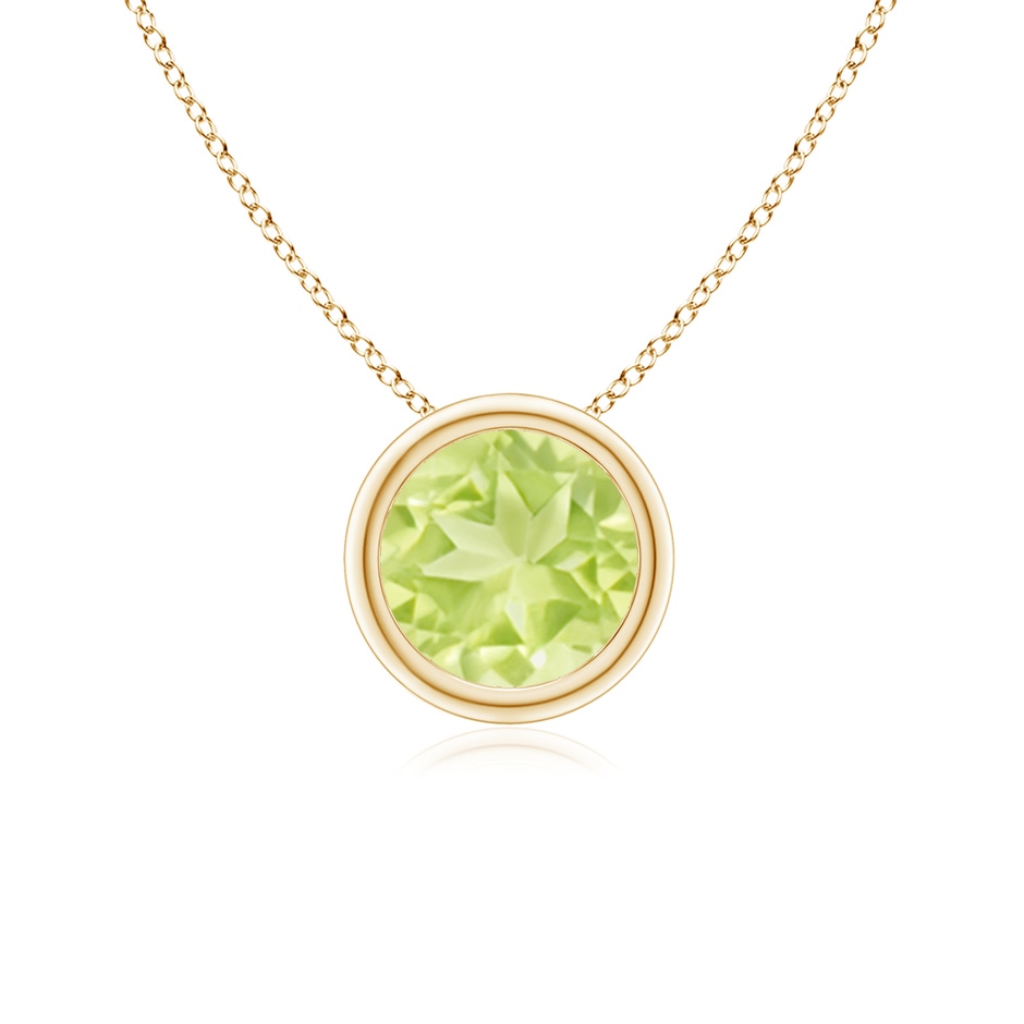 6mm A Bezel-Set Round Peridot Solitaire Pendant in Yellow Gold 