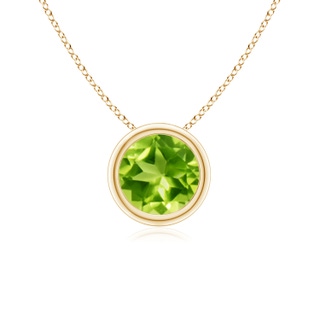 6mm AAA Bezel-Set Round Peridot Solitaire Pendant in 9K Yellow Gold