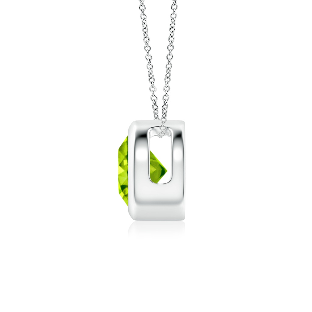 6mm AAA Bezel-Set Round Peridot Solitaire Pendant in White Gold Side 1
