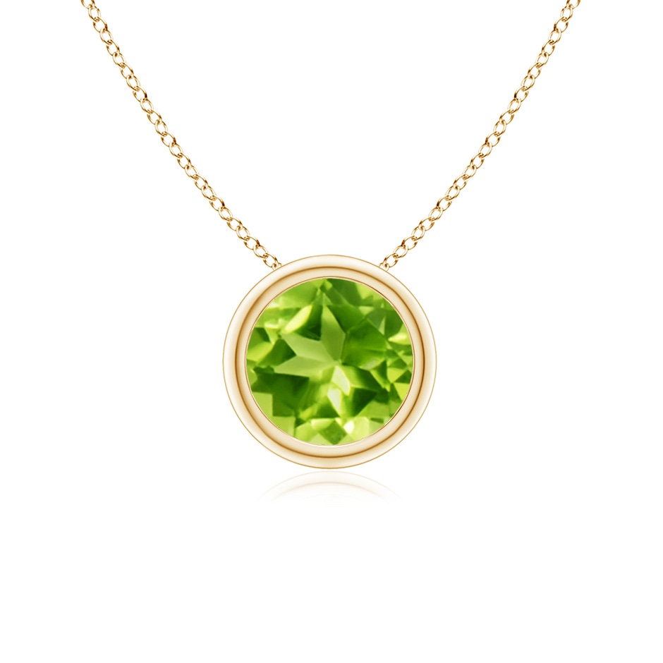 6mm AAA Bezel-Set Round Peridot Solitaire Pendant in Yellow Gold 