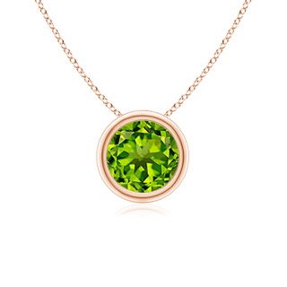 6mm AAAA Bezel-Set Round Peridot Solitaire Pendant in 18K Rose Gold