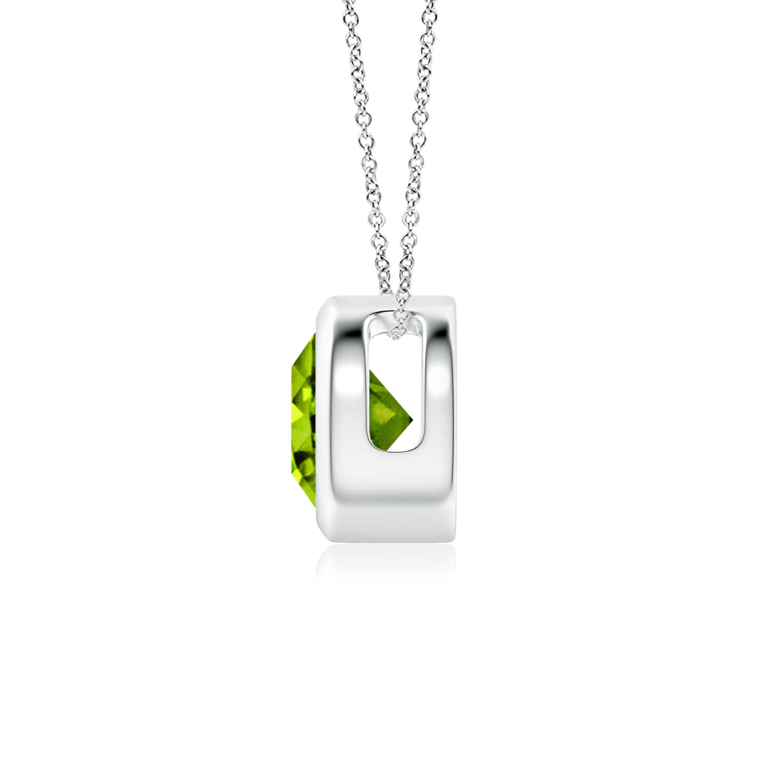 6mm AAAA Bezel-Set Round Peridot Solitaire Pendant in P950 Platinum