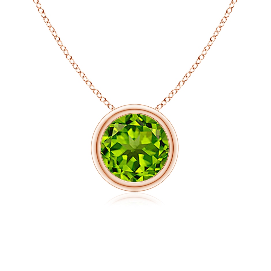 6mm AAAA Bezel-Set Round Peridot Solitaire Pendant in Rose Gold 