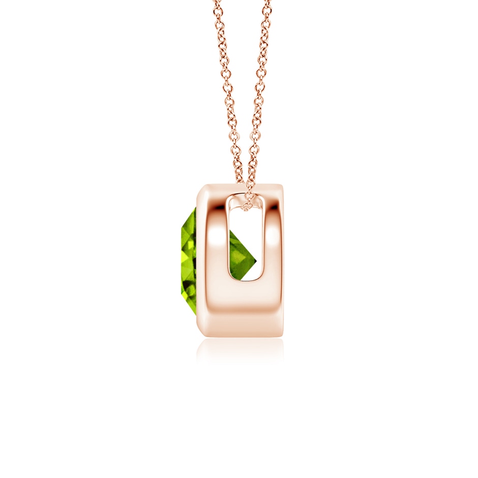 6mm AAAA Bezel-Set Round Peridot Solitaire Pendant in Rose Gold side 199