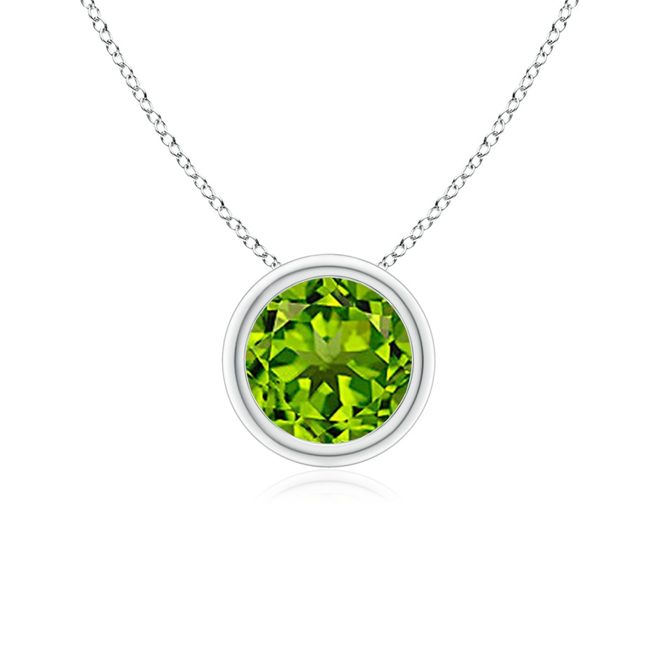 6mm AAAA Bezel-Set Round Peridot Solitaire Pendant in S999 Silver 