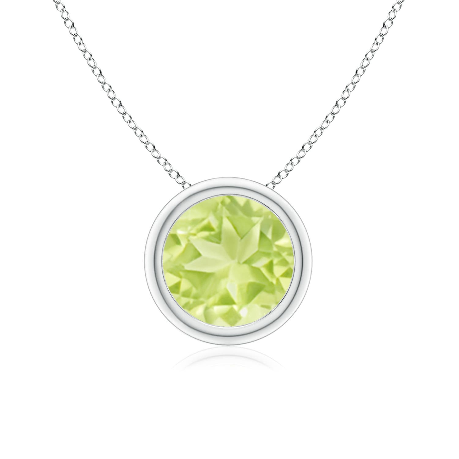 ANGARA 1.4 Ct Natural Peridot Round Shape Pendant Necklace in Sterling Silver