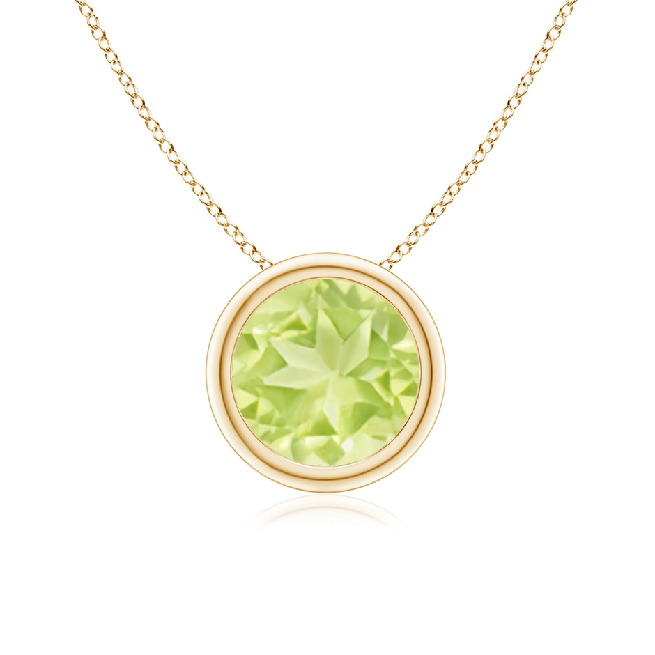 7mm A Bezel-Set Round Peridot Solitaire Pendant in Yellow Gold 