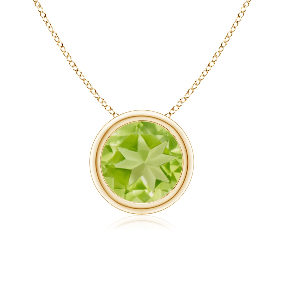7mm AA Bezel-Set Round Peridot Solitaire Pendant in Yellow Gold 