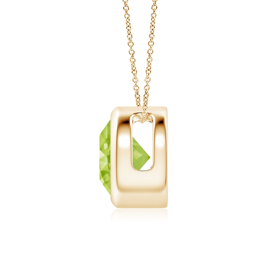 7mm AA Bezel-Set Round Peridot Solitaire Pendant in Yellow Gold side 199