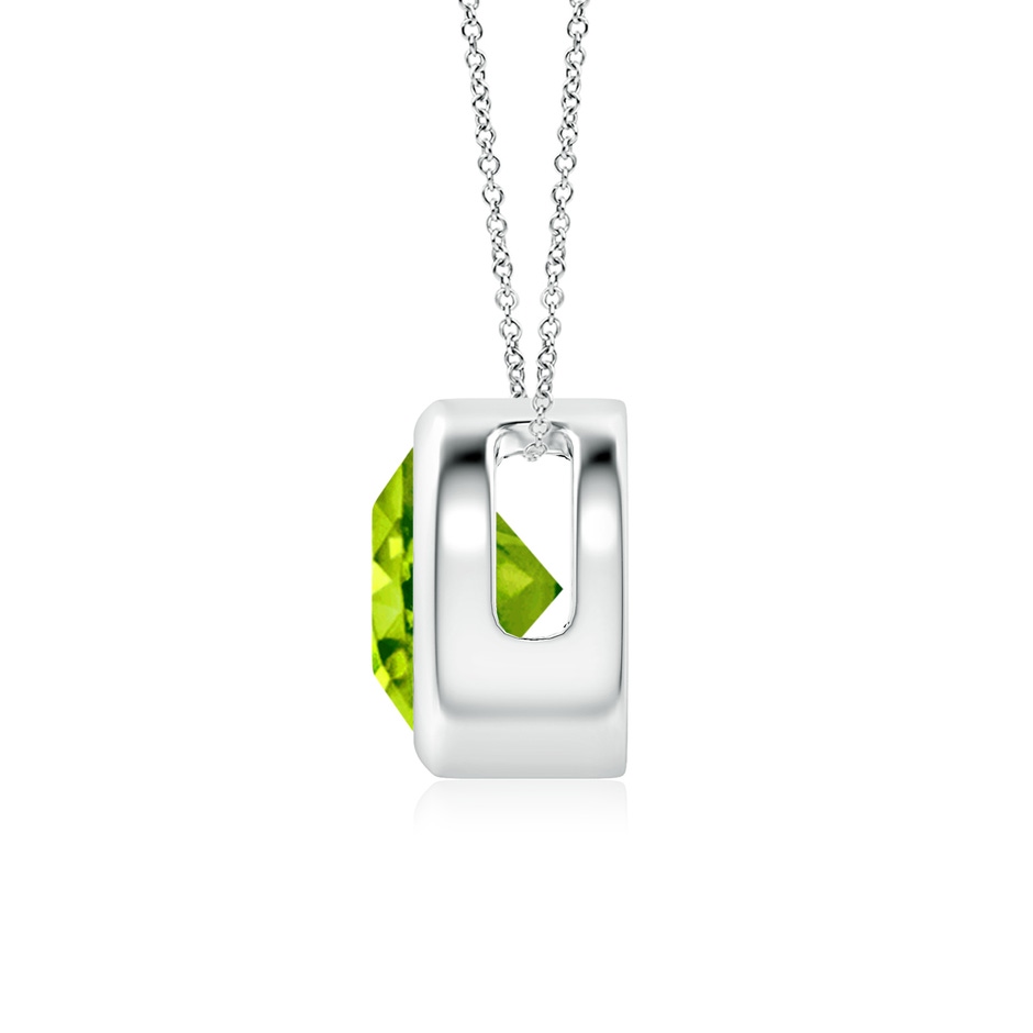 7mm AAA Bezel-Set Round Peridot Solitaire Pendant in White Gold side 199