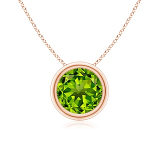 7mm AAAA Bezel-Set Round Peridot Solitaire Pendant in 18K Rose Gold