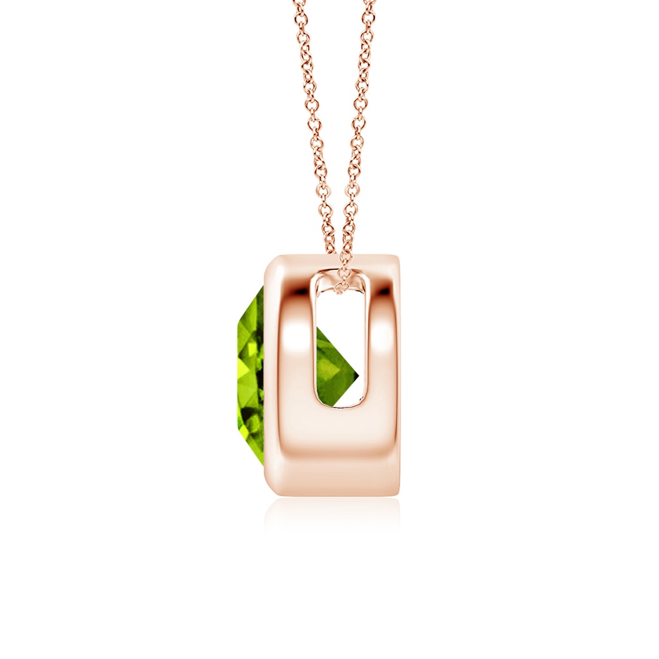 7mm AAAA Bezel-Set Round Peridot Solitaire Pendant in 18K Rose Gold side 199