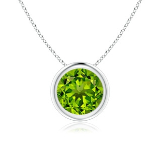 7mm AAAA Bezel-Set Round Peridot Solitaire Pendant in P950 Platinum