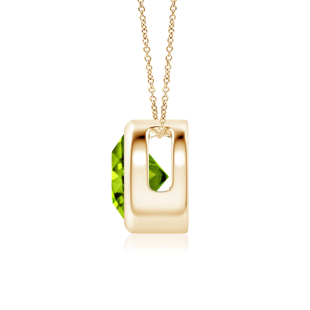 7mm AAAA Bezel-Set Round Peridot Solitaire Pendant in Yellow Gold Side 1