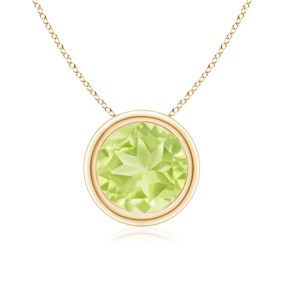 8mm A Bezel-Set Round Peridot Solitaire Pendant in 18K Yellow Gold 