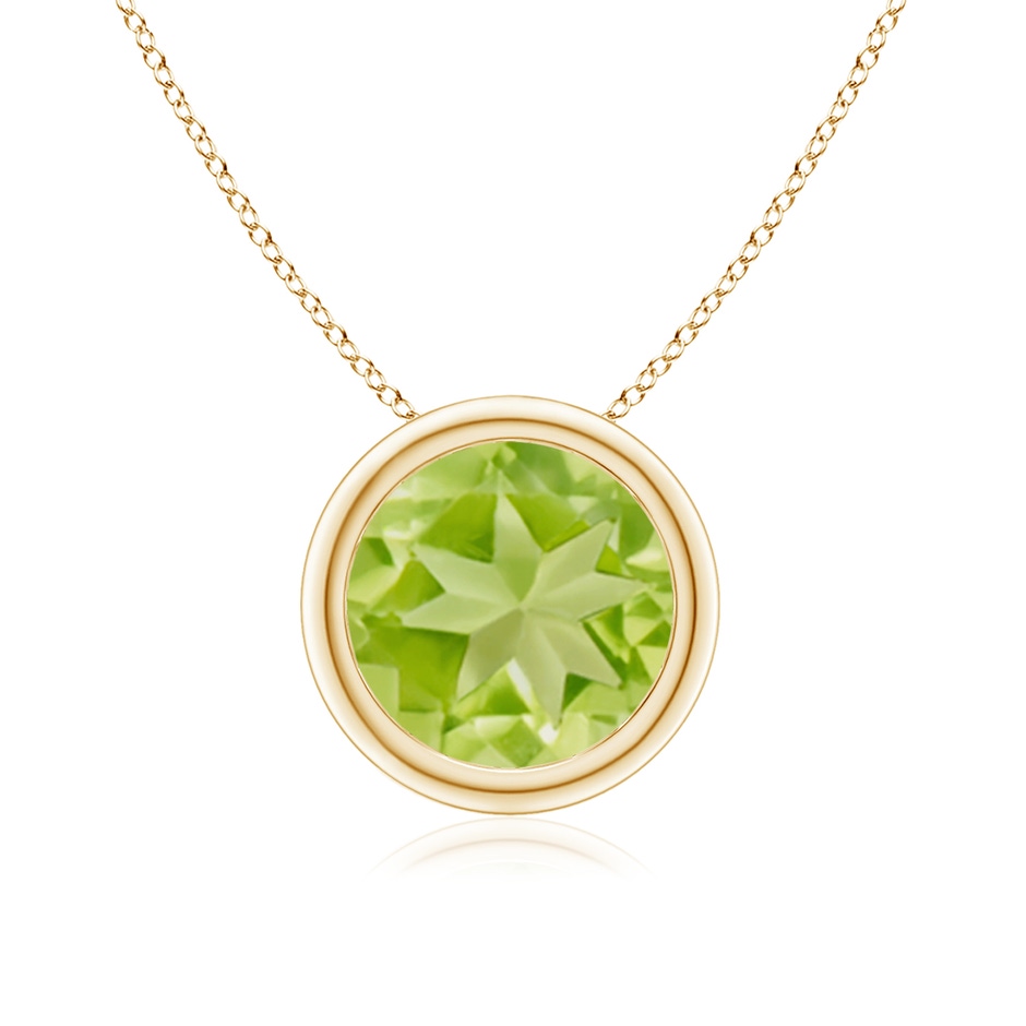 8mm AA Bezel-Set Round Peridot Solitaire Pendant in Yellow Gold 