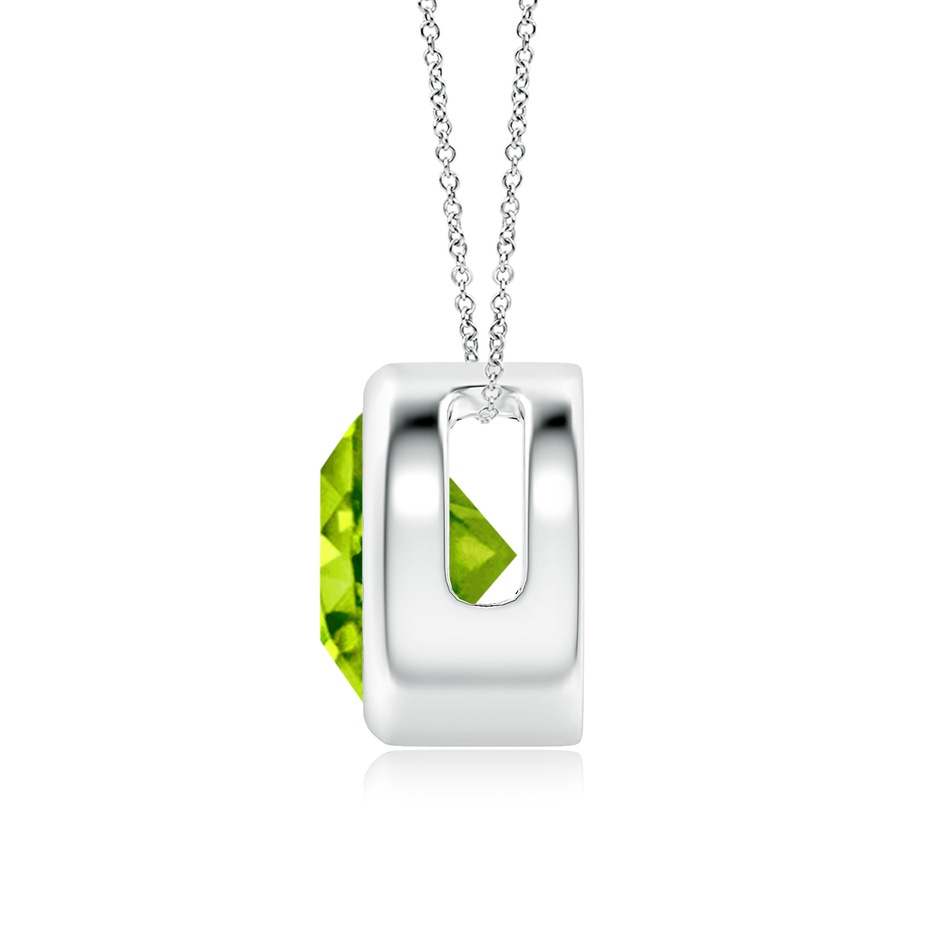 8mm AAA Bezel-Set Round Peridot Solitaire Pendant in 18K White Gold side 199