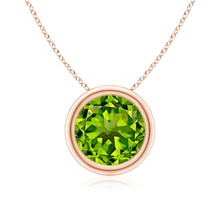 8mm AAAA Bezel-Set Round Peridot Solitaire Pendant in 18K Rose Gold