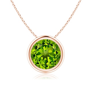 8mm AAAA Bezel-Set Round Peridot Solitaire Pendant in Rose Gold