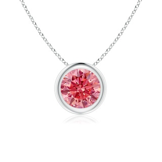 6.4mm AAAA Bezel-Set Round Fancy Intense Pink Diamond Solitaire Pendant in P950 Platinum