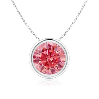 8.1mm AAAA Bezel-Set Round Fancy Intense Pink Diamond Solitaire Pendant in P950 Platinum