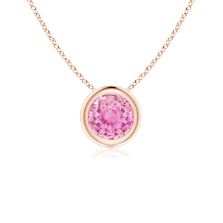 5mm A Bezel-Set Round Pink Sapphire Solitaire Pendant in Rose Gold