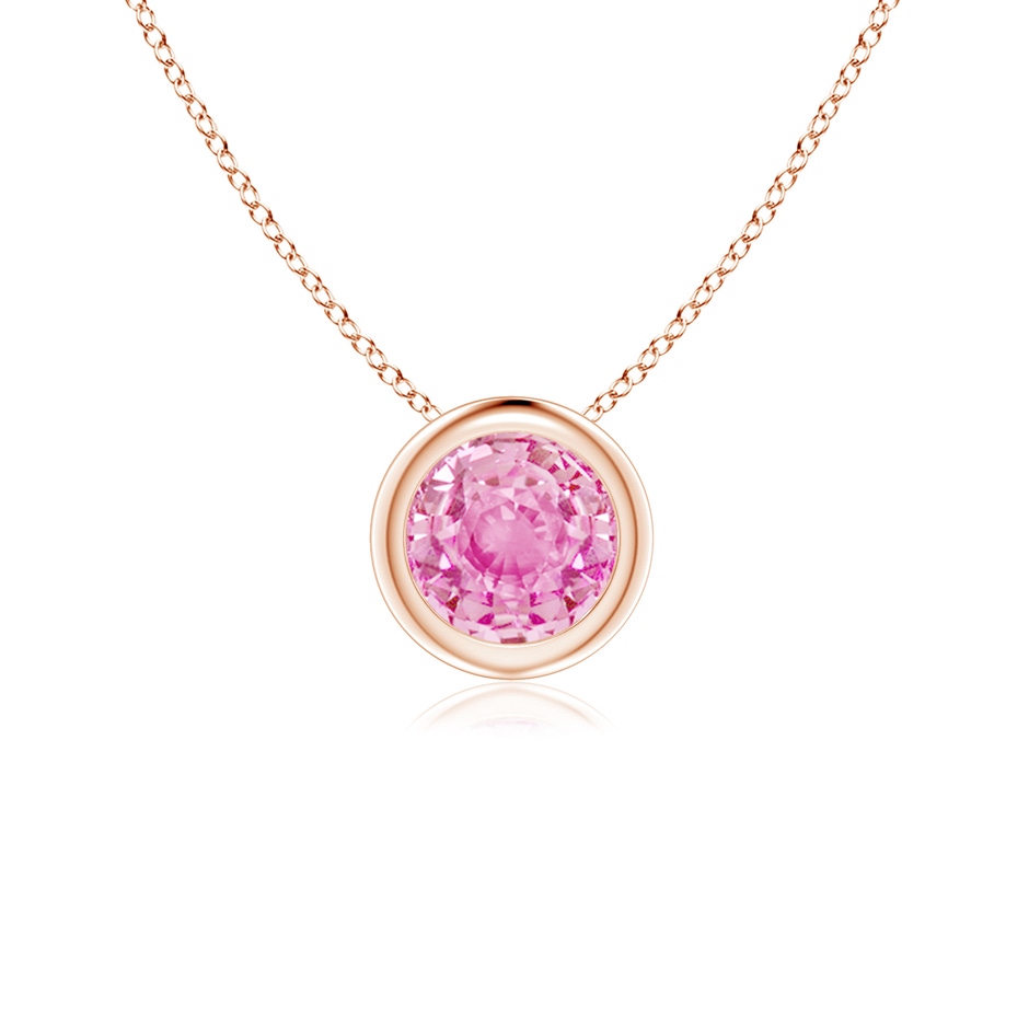 5mm A Bezel-Set Round Pink Sapphire Solitaire Pendant in Rose Gold 