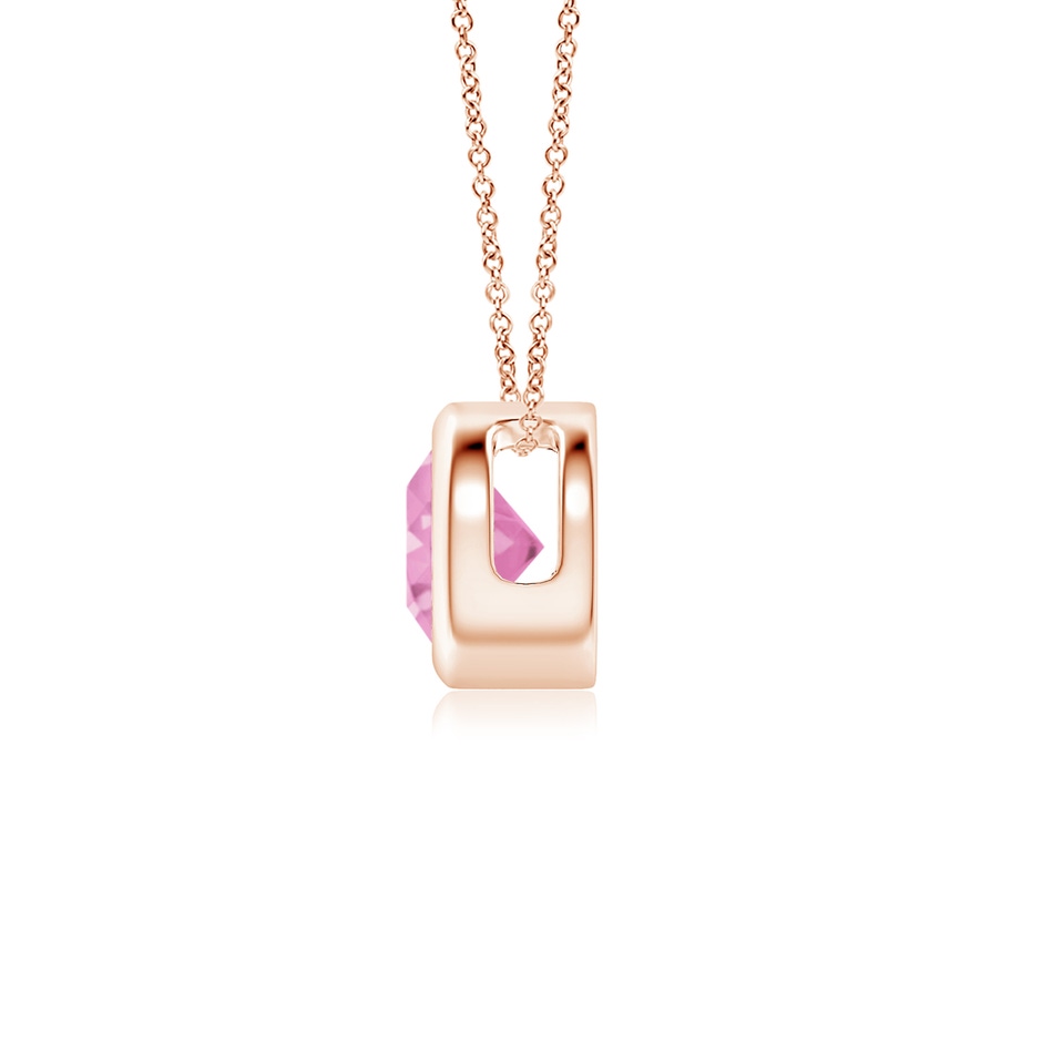 5mm A Bezel-Set Round Pink Sapphire Solitaire Pendant in Rose Gold side 199