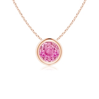 5mm AA Bezel-Set Round Pink Sapphire Solitaire Pendant in 9K Rose Gold
