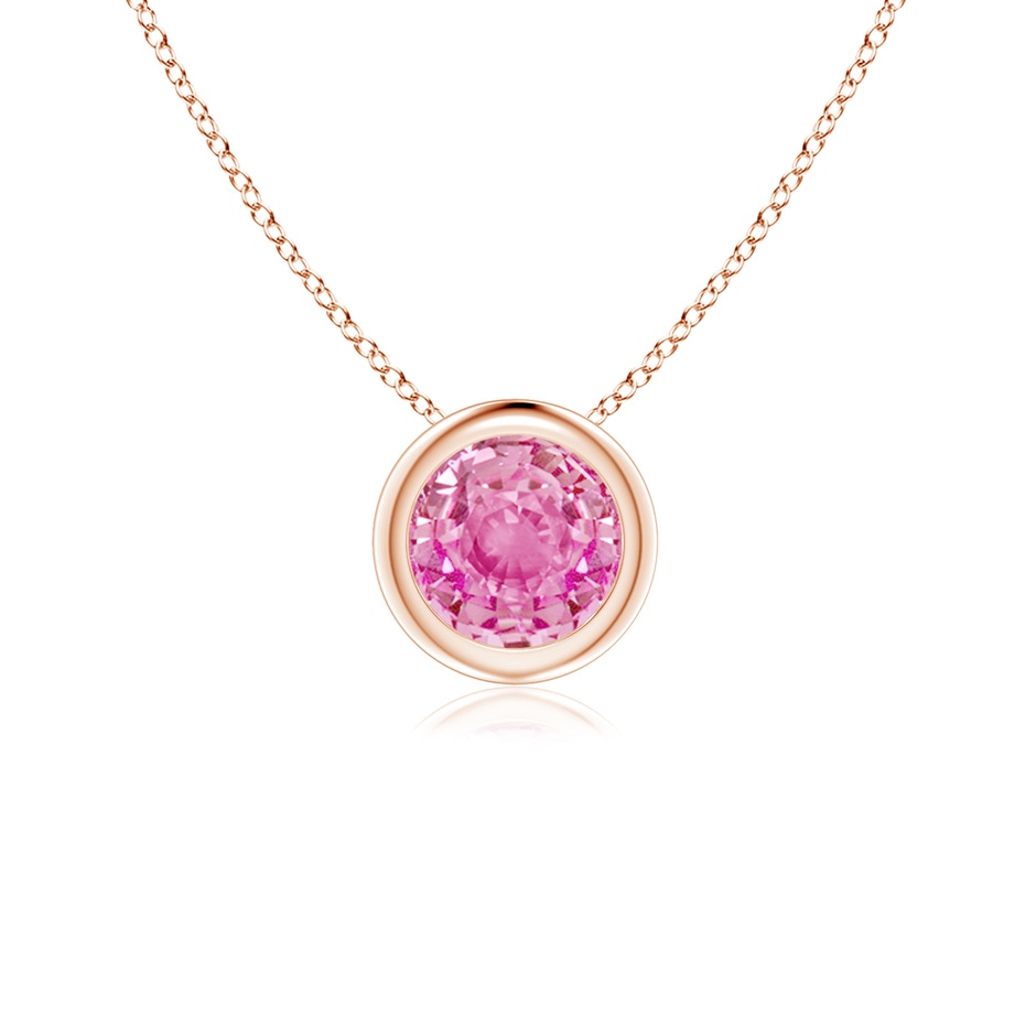 5mm AA Bezel-Set Round Pink Sapphire Solitaire Pendant in 9K Rose Gold 