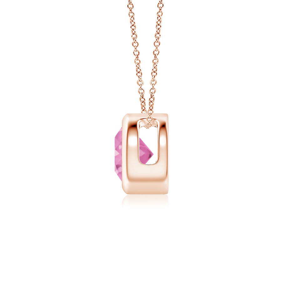 5mm AA Bezel-Set Round Pink Sapphire Solitaire Pendant in 9K Rose Gold side 199