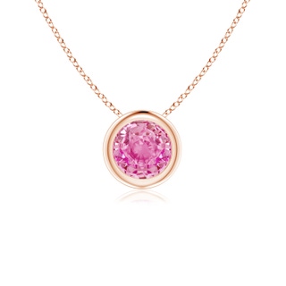 5mm AA Bezel-Set Round Pink Sapphire Solitaire Pendant in Rose Gold