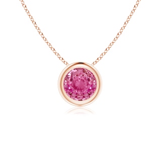 5mm AAA Bezel-Set Round Pink Sapphire Solitaire Pendant in 9K Rose Gold