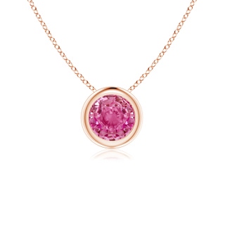 5mm AAA Bezel-Set Round Pink Sapphire Solitaire Pendant in Rose Gold
