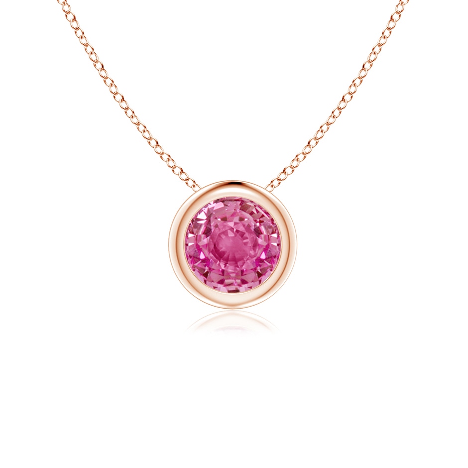 5mm AAA Bezel-Set Round Pink Sapphire Solitaire Pendant in Rose Gold 