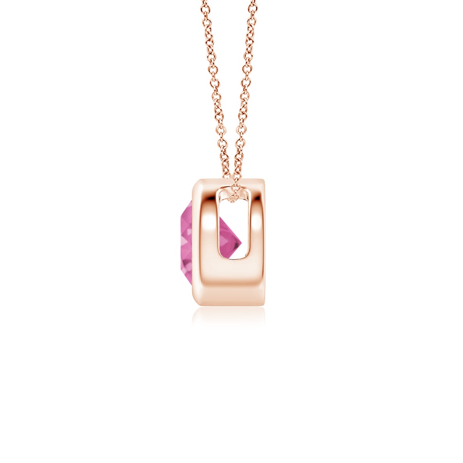 5mm AAA Bezel-Set Round Pink Sapphire Solitaire Pendant in Rose Gold side 199