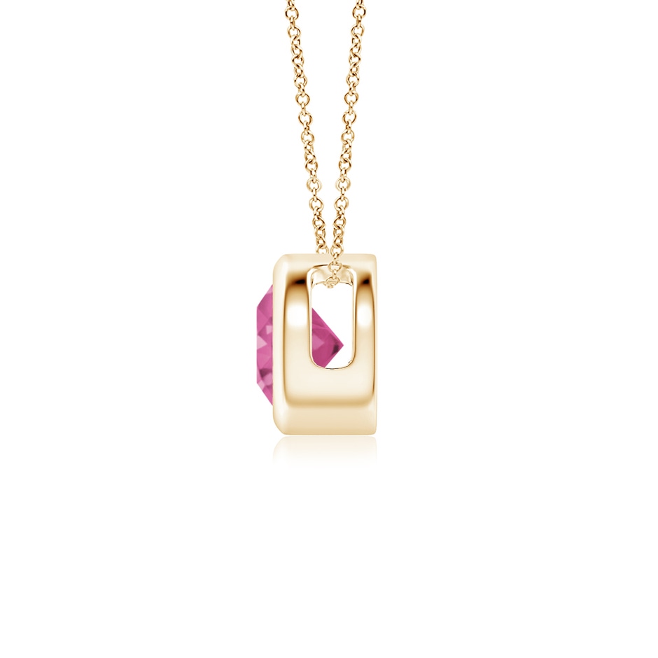 5mm AAAA Bezel-Set Round Pink Sapphire Solitaire Pendant in 18K Yellow Gold side 199