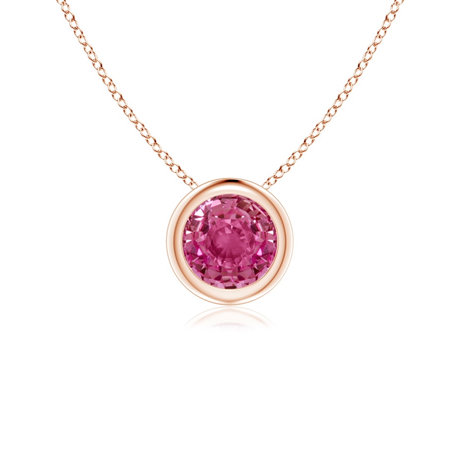 5mm AAAA Bezel-Set Round Pink Sapphire Solitaire Pendant in Rose Gold 