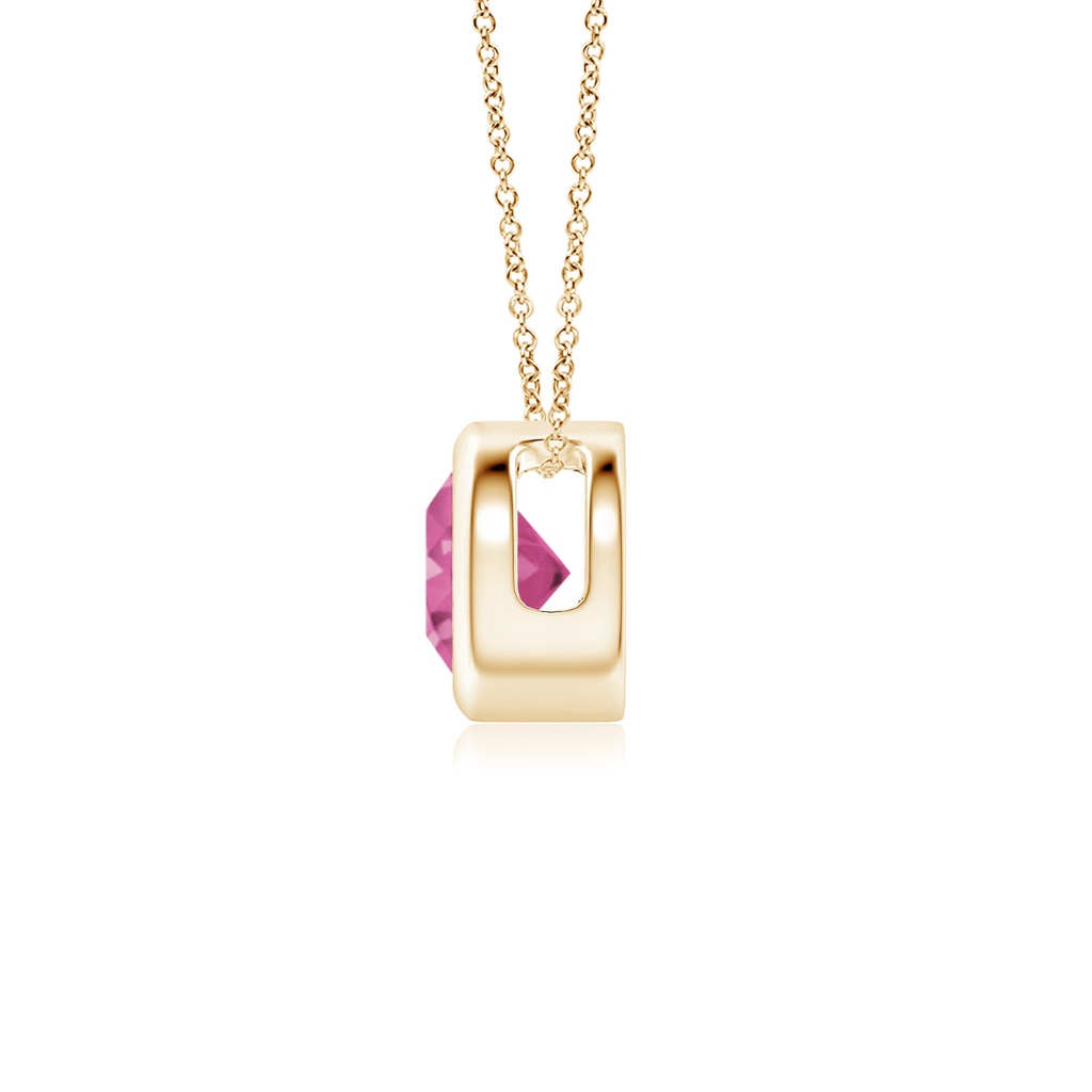 5mm AAAA Bezel-Set Round Pink Sapphire Solitaire Pendant in Yellow Gold Side 1