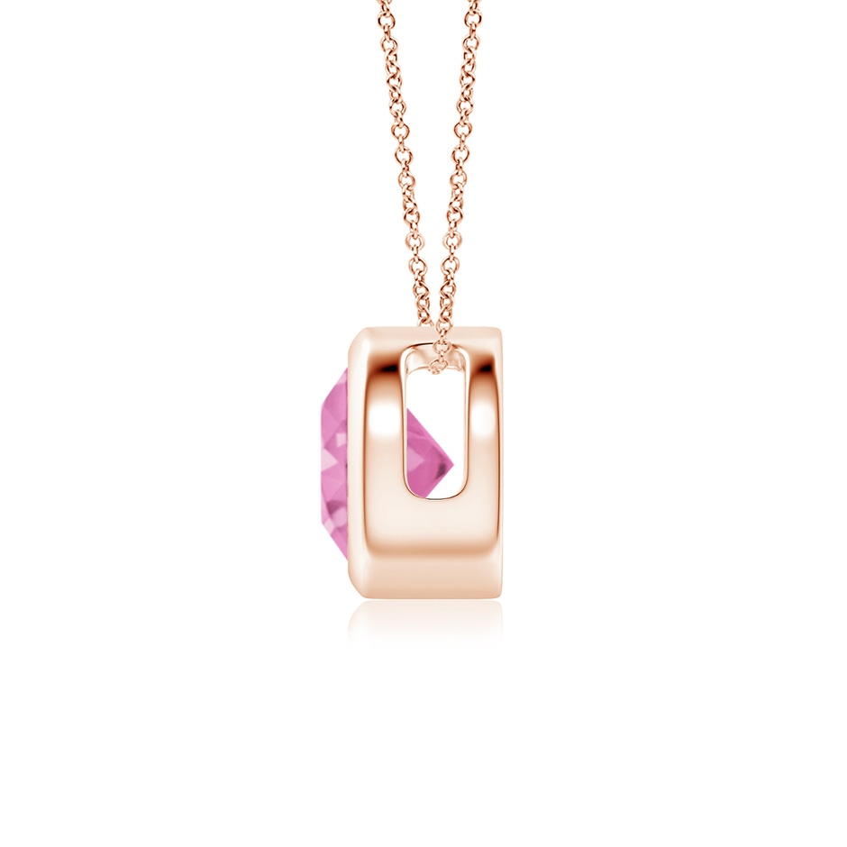 6mm AA Bezel-Set Round Pink Sapphire Solitaire Pendant in Rose Gold side 199