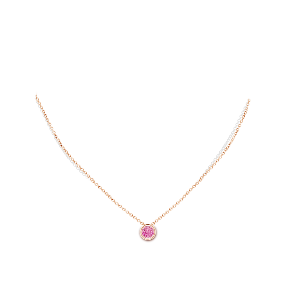 6mm AA Bezel-Set Round Pink Sapphire Solitaire Pendant in Rose Gold pen