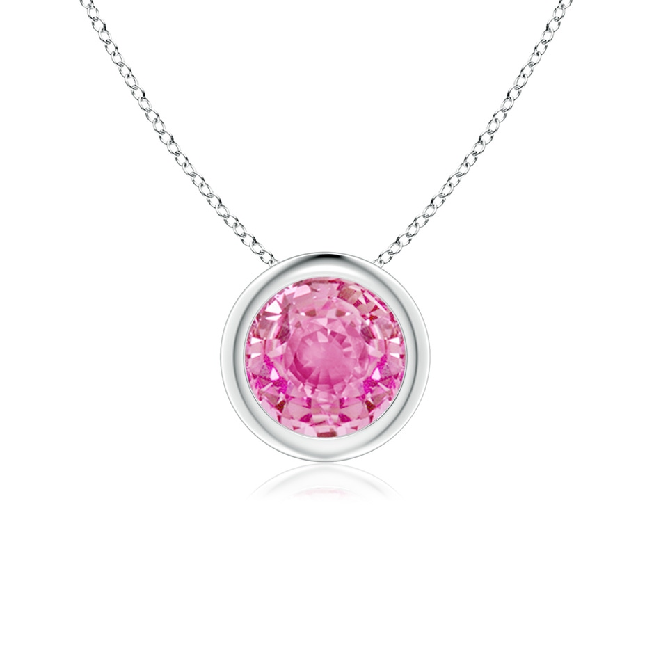 6mm AA Bezel-Set Round Pink Sapphire Solitaire Pendant in White Gold 