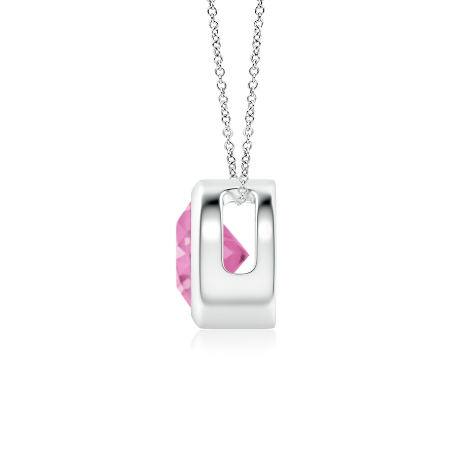6mm AA Bezel-Set Round Pink Sapphire Solitaire Pendant in White Gold side 199