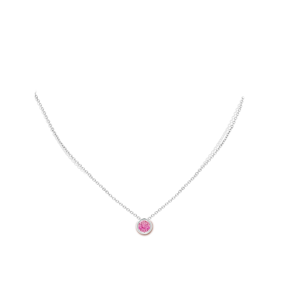 6mm AA Bezel-Set Round Pink Sapphire Solitaire Pendant in White Gold pen